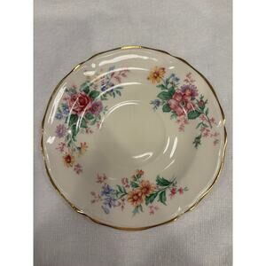 Edwin M Knowles China Co. Semi Vitreous China Floral Plate 5.75" White Gold Trim